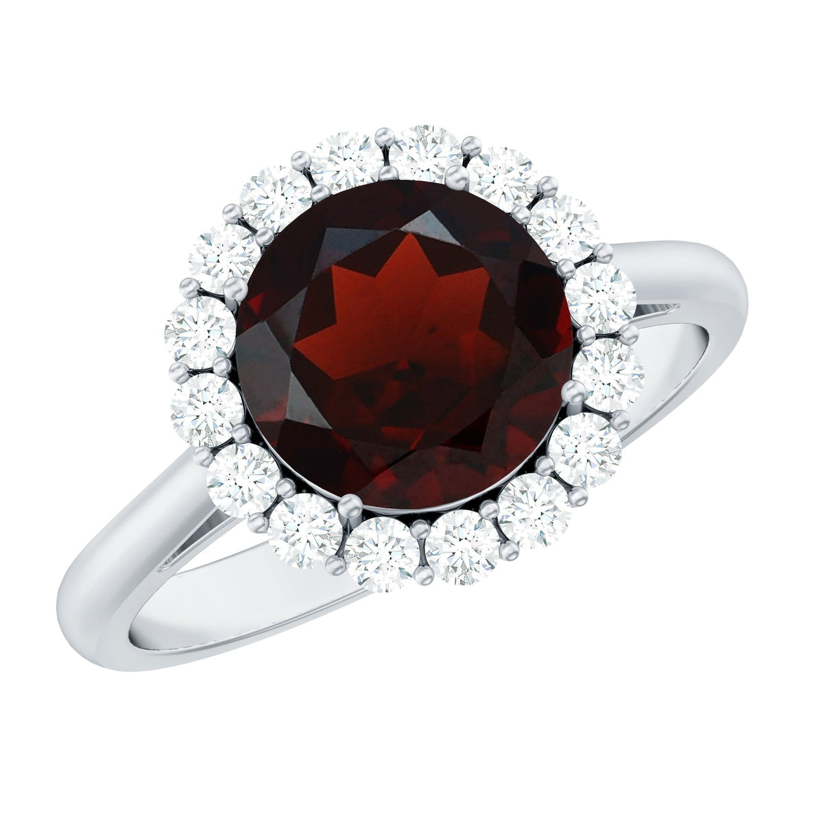 Certified 2.3 Carat Real Garnet Engagement Ring with Diamond Halo