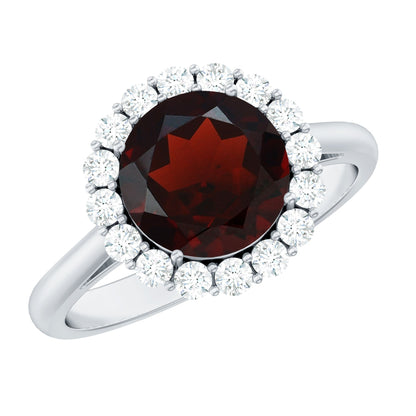 Certified 2.3 Carat Real Garnet Engagement Ring with Diamond Halo