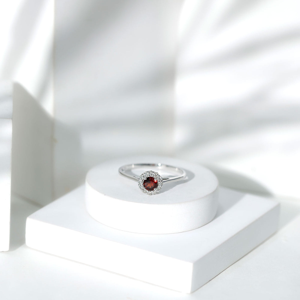 Certified 2.3 Carat Real Garnet Engagement Ring with Diamond Halo