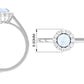 0.3 Carat Moonstone and Diamond Floating Halo Engagement Ring