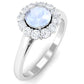 0.3 Carat Moonstone and Diamond Floating Halo Engagement Ring