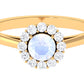 0.3 Carat Moonstone and Diamond Floating Halo Engagement Ring