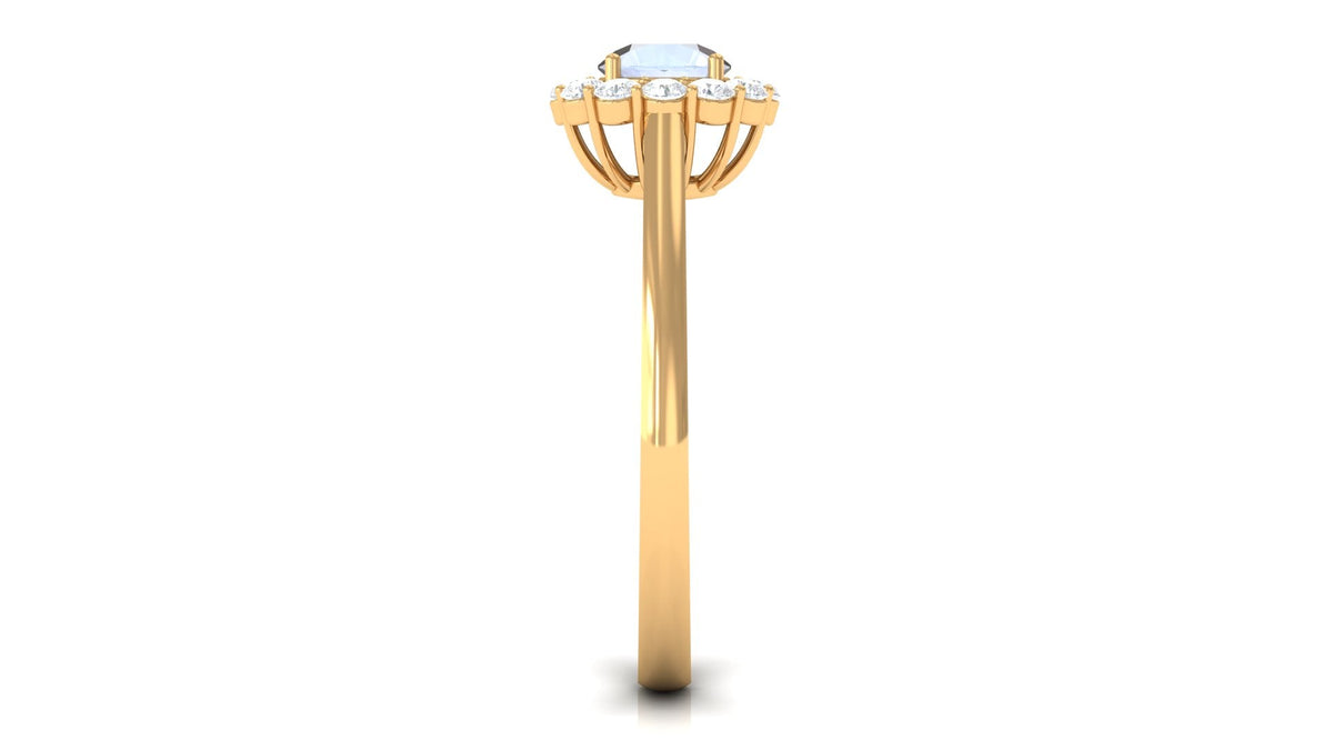 0.3 Carat Moonstone and Diamond Floating Halo Engagement Ring