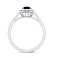 Minimalist Black Spinel Engagement Ring with Diamond Halo