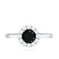 Minimalist Black Spinel Engagement Ring with Diamond Halo