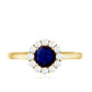 Genuine 0.9 Carat Blue Sapphire and Diamond Round Halo Engagement Ring