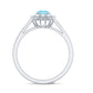 Anillo de compromiso de aguamarina y diamantes de 0,8 quilates con halo flotante