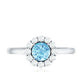 Anillo de compromiso de aguamarina y diamantes de 0,8 quilates con halo flotante