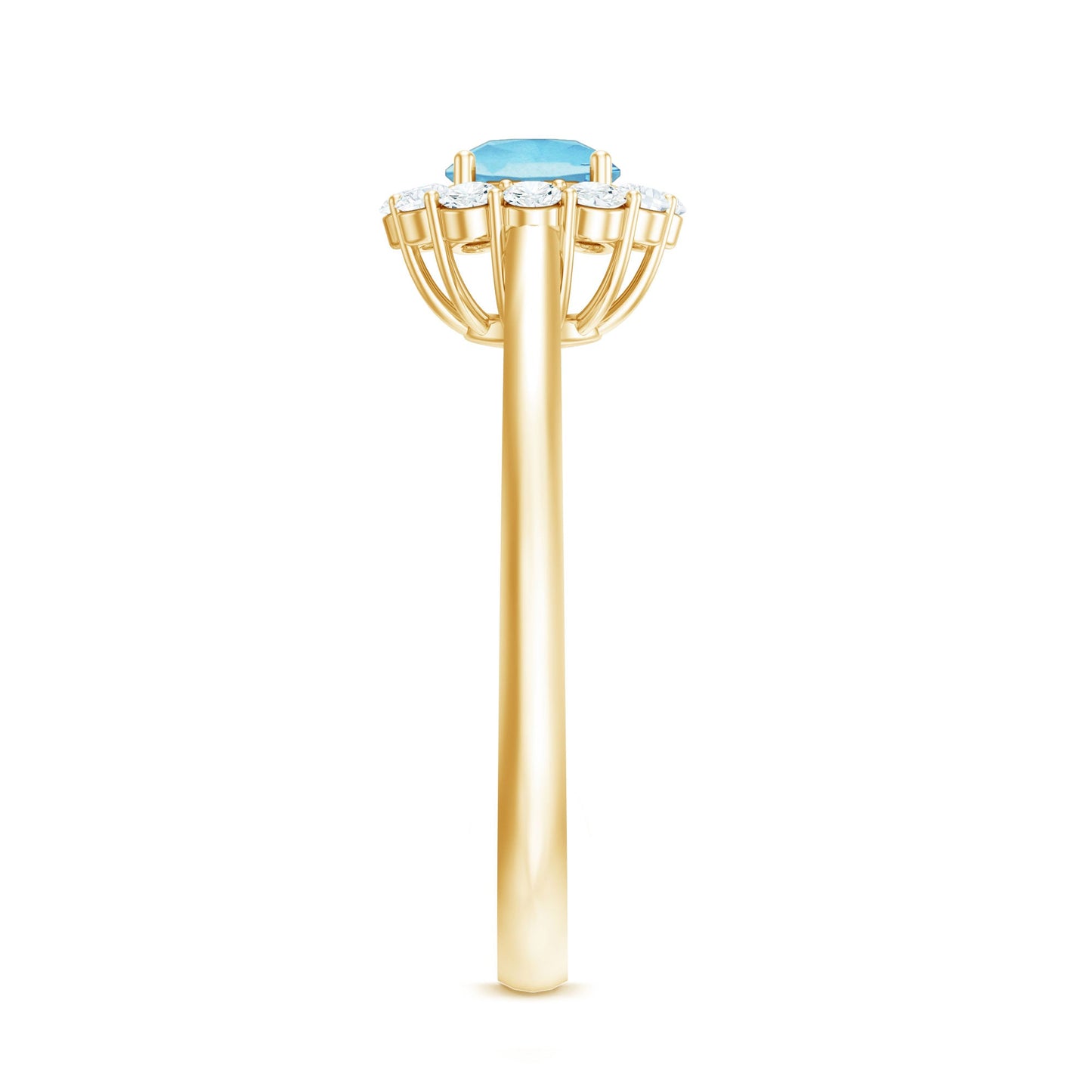 Anillo de compromiso de aguamarina y diamantes de 0,8 quilates con halo flotante