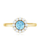 Anillo de compromiso de aguamarina y diamantes de 0,8 quilates con halo flotante