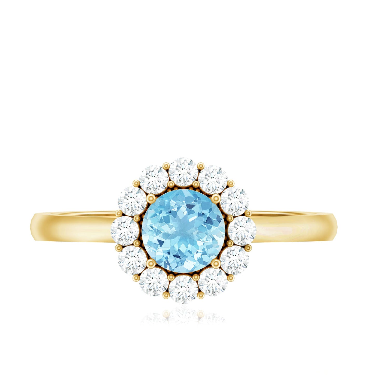 Anillo de compromiso de aguamarina y diamantes de 0,8 quilates con halo flotante