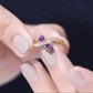Natural Heart Shape Amethyst Toi Et Moi Engagement Ring with Diamond