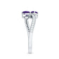 Natural Heart Shape Amethyst Toi Et Moi Engagement Ring with Diamond