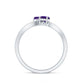 Natural Heart Shape Amethyst Toi Et Moi Engagement Ring with Diamond