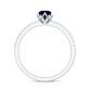 Lotus Basket Set 0.9 Carat Blue Sapphire Solitaire Promise Ring with Diamond