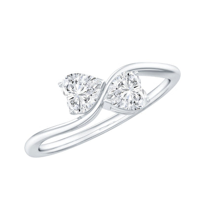 Heart Shape Moissanite Toi Et Moi Promise Ring