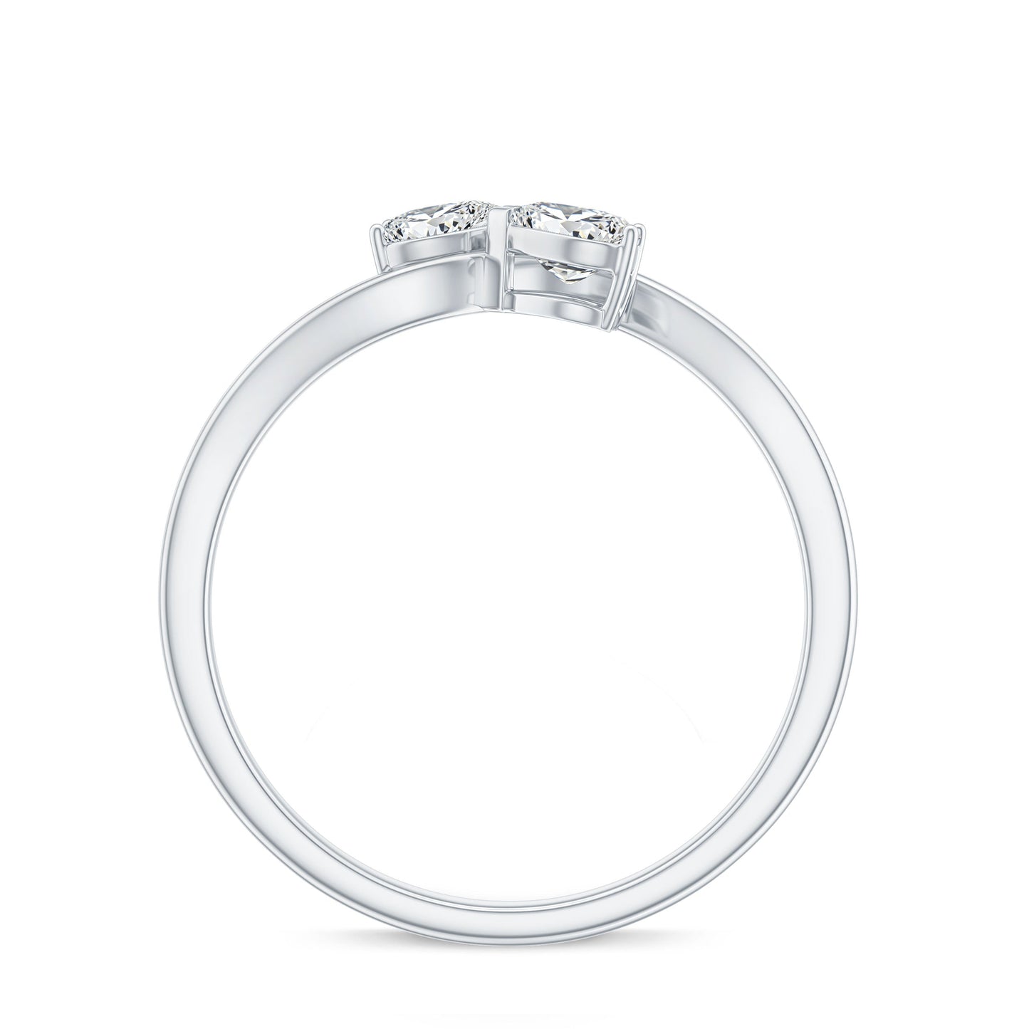 Heart Shape Moissanite Toi Et Moi Promise Ring