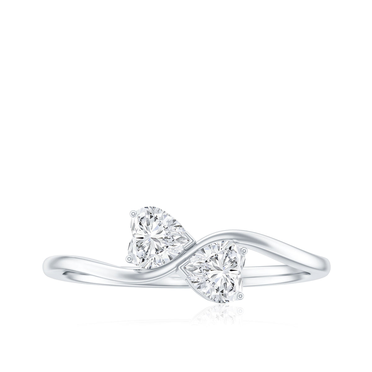 Heart Shape Moissanite Toi Et Moi Promise Ring