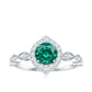 Lab Created Emerald Vintage Style Engagement Ring With Diamonds