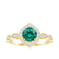 Lab Created Emerald Vintage Style Engagement Ring With Diamonds