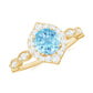 Anillo de compromiso de diseño con aguamarina de 0,8 quilates y diamantes