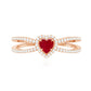 Natural Ruby Heart Engagement Ring with Diamond Split Shank