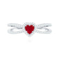 Natural Ruby Heart Engagement Ring with Diamond Split Shank