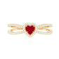 Natural Ruby Heart Engagement Ring with Diamond Split Shank