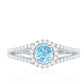 0.8 Carat Aquamarine and Diamond Split Shank Engagement Ring for Women
