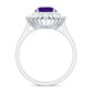 Natural 1.2 Carat Amethyst Statement Engagement Ring with Moissanite Double Halo