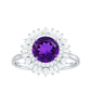 Natural 1.2 Carat Amethyst Statement Engagement Ring with Moissanite Double Halo
