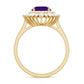 Natural 1.2 Carat Amethyst Statement Engagement Ring with Moissanite Double Halo