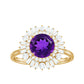 Natural 1.2 Carat Amethyst Statement Engagement Ring with Moissanite Double Halo