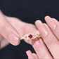 Criss Cross Shank Created Ruby and Diamond Halo Engagement Ring