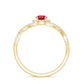 Criss Cross Shank Created Ruby and Diamond Halo Engagement Ring