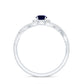 Criss Cross Shank Blue Sapphire and Diamond Halo Engagement Ring