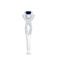 Criss Cross Shank Blue Sapphire and Diamond Halo Engagement Ring