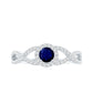 Criss Cross Shank Blue Sapphire and Diamond Halo Engagement Ring