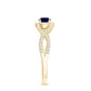Criss Cross Shank Blue Sapphire and Diamond Halo Engagement Ring