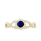 Criss Cross Shank Blue Sapphire and Diamond Halo Engagement Ring
