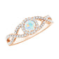 Anillo de compromiso de ópalo etíope natural con diamantes y vástago entrecruzado