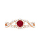 Genuine Ruby Engagement Ring with Diamond Criss Cross Shank