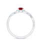 Genuine Ruby Engagement Ring with Diamond Criss Cross Shank