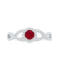 Genuine Ruby Engagement Ring with Diamond Criss Cross Shank
