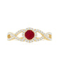 Genuine Ruby Engagement Ring with Diamond Criss Cross Shank