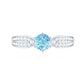 Real Aquamarine Elegant Engagement Ring with Diamond Side Stones