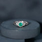 Real Emerald and Diamond Flower Engagement Ring with Split Shank