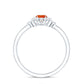 Fire Opal and Diamond Flower Engagement Ring with Split Shank