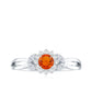Fire Opal and Diamond Flower Engagement Ring with Split Shank