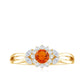 Fire Opal and Diamond Flower Engagement Ring with Split Shank